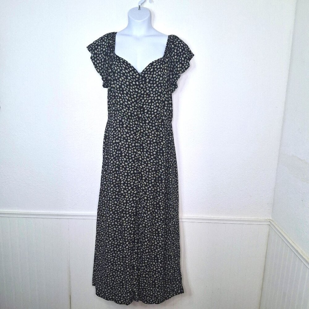 Daisy Floral Sundress Maxi Dress Sz XL Novelty Print Boho Cottagecore